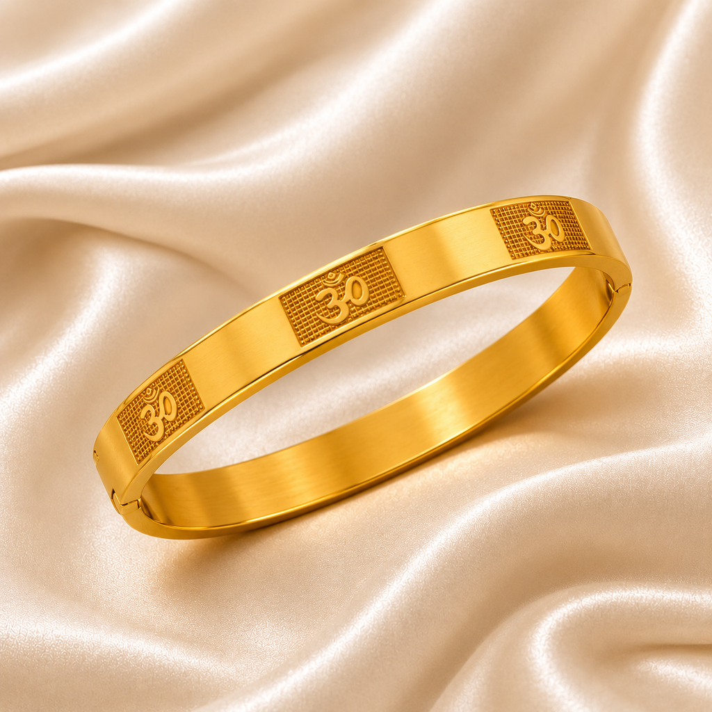 Sacred Om gold-tone Rakhi Kada bracelet for brother