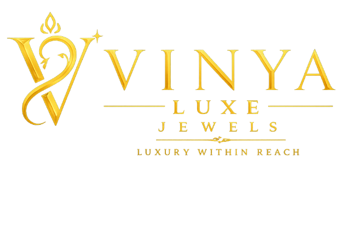 Vinya Luxe Jewels logo with gold lettering on a white background