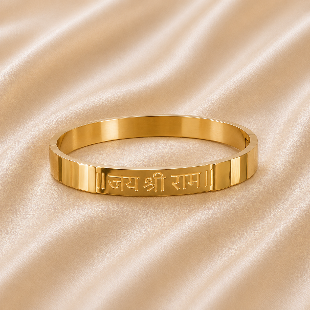 🙏 Jai Shri Ram Rakhi Kada – Gold-Tone 316L Stainless Steel