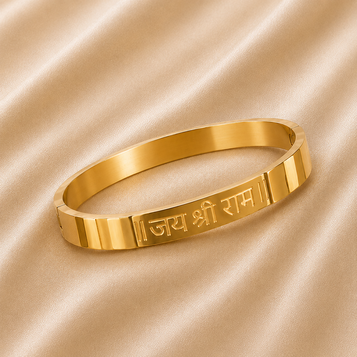 🙏 Jai Shri Ram Rakhi Kada – Gold-Tone 316L Stainless Steel