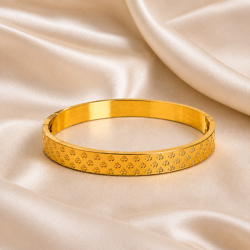 Sacred Om gold-tone Rakhi Kada bracelet for brother