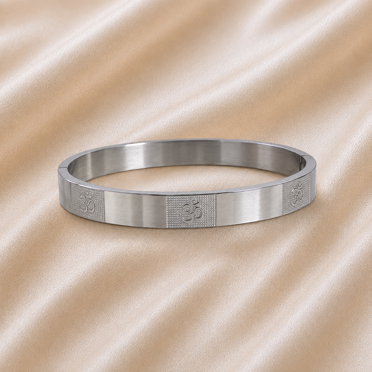 Silver Om Rakhi Kada bracelet for brother with sacred Om design