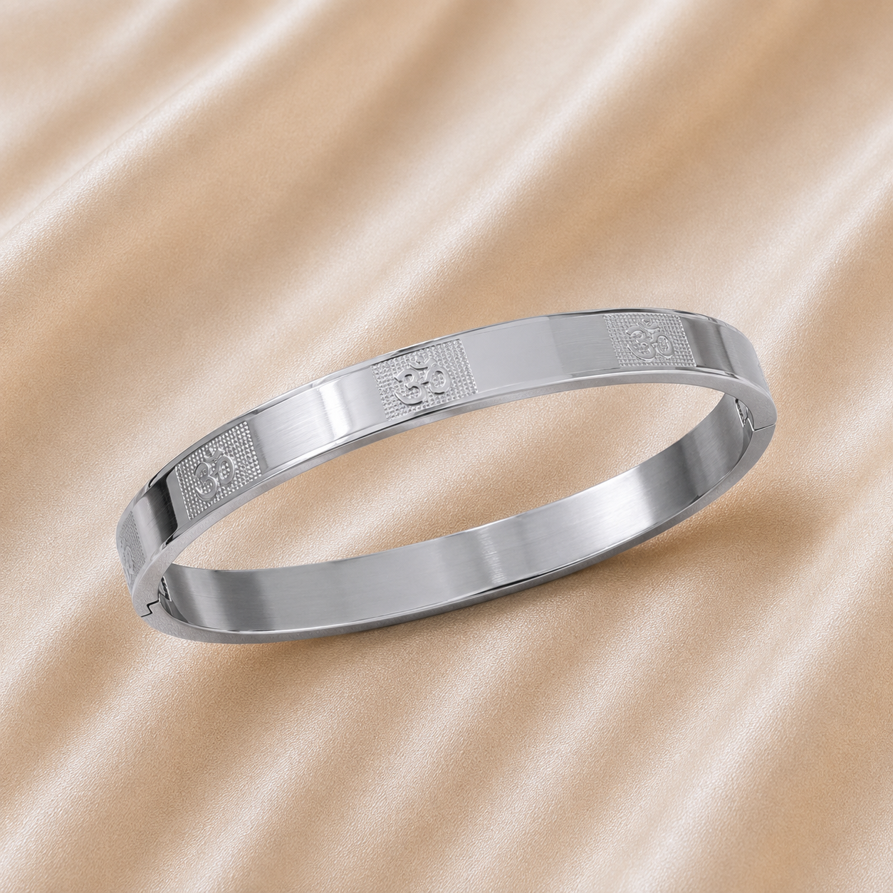 Silver Om Rakhi Kada bracelet for brother with sacred Om design