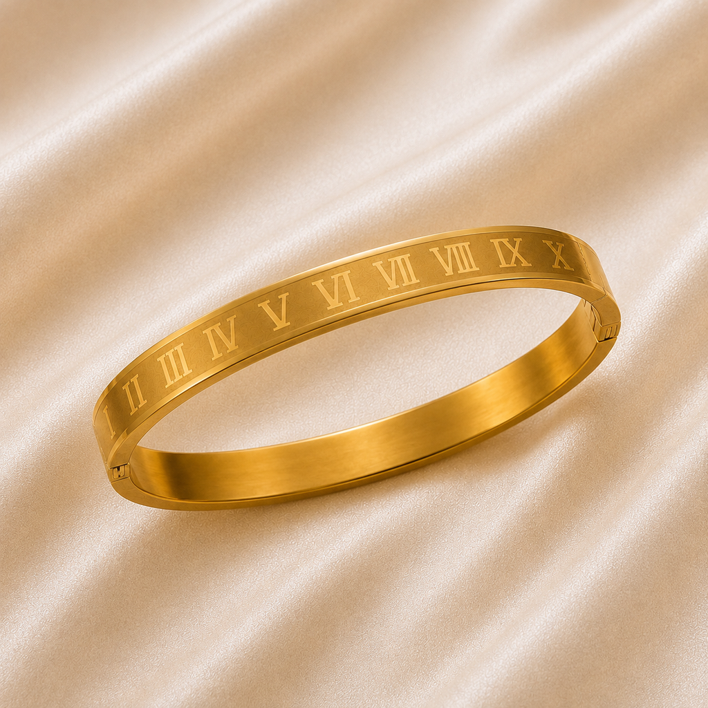 Roman numeral gold-tone Rakhi Kada bracelet for brother